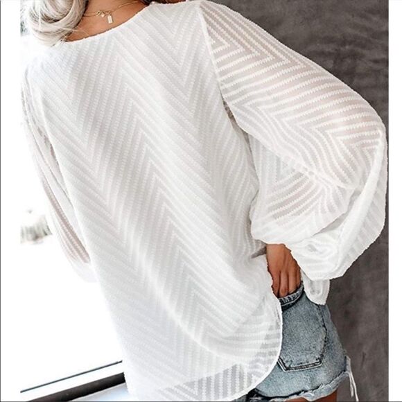 Ballon See Through Sleeves Blouse - Picture 2 of 7
